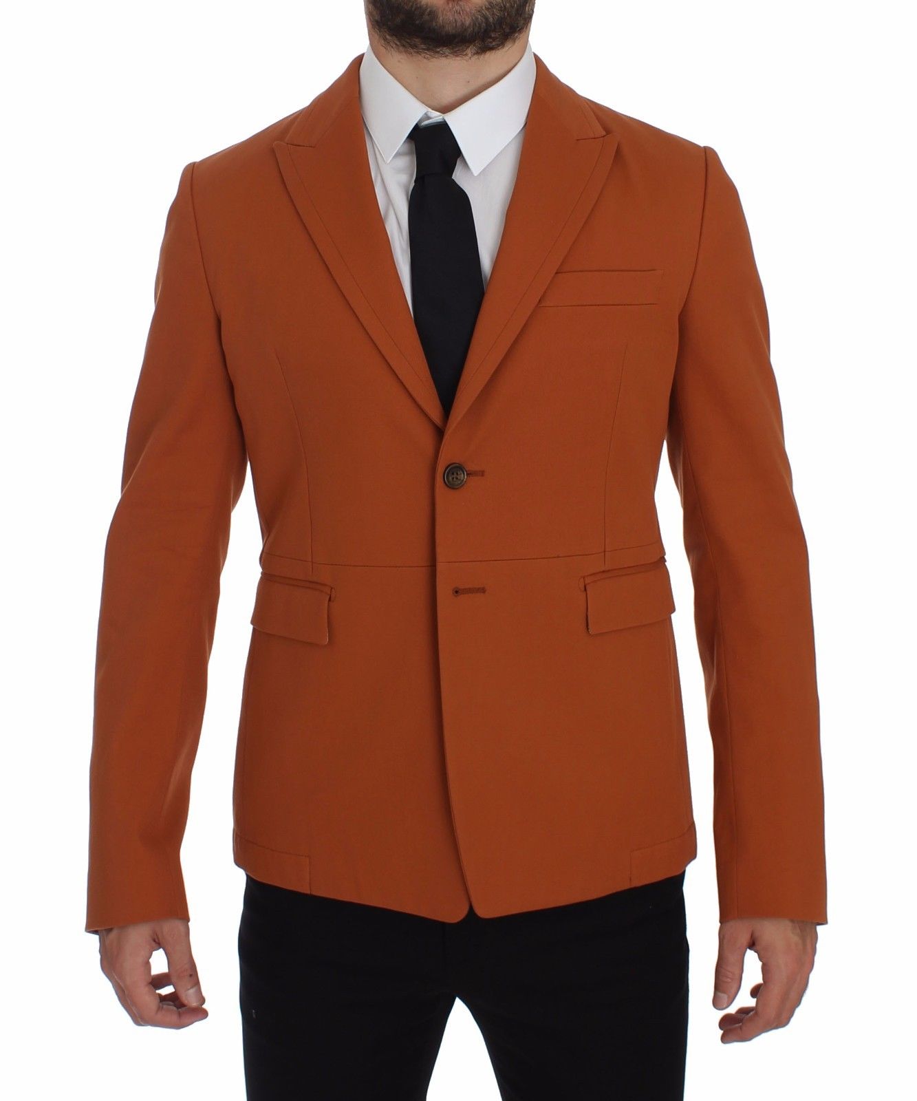 Eleganter, orangefarbener, lässiger Blazer aus Baumwollmischung