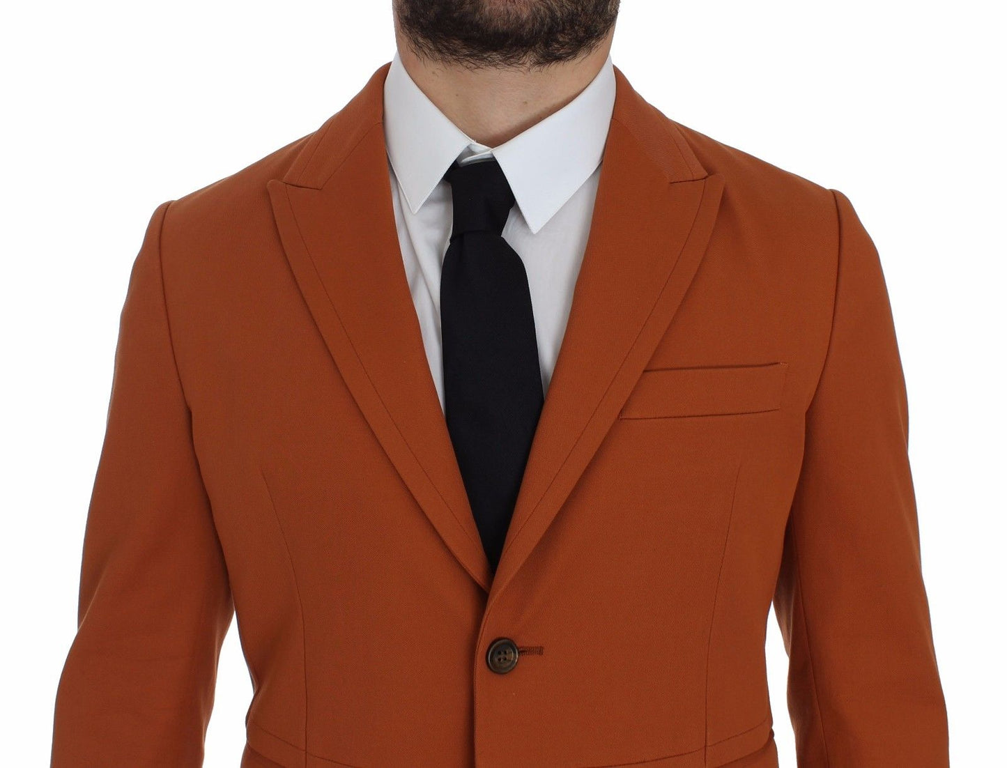 Eleganter, orangefarbener, lässiger Blazer aus Baumwollmischung