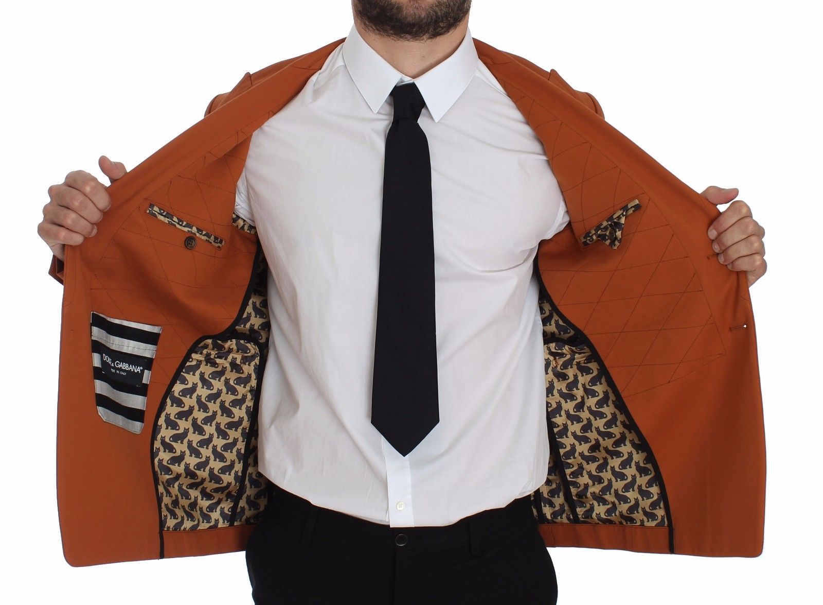 Eleganter, orangefarbener, lässiger Blazer aus Baumwollmischung