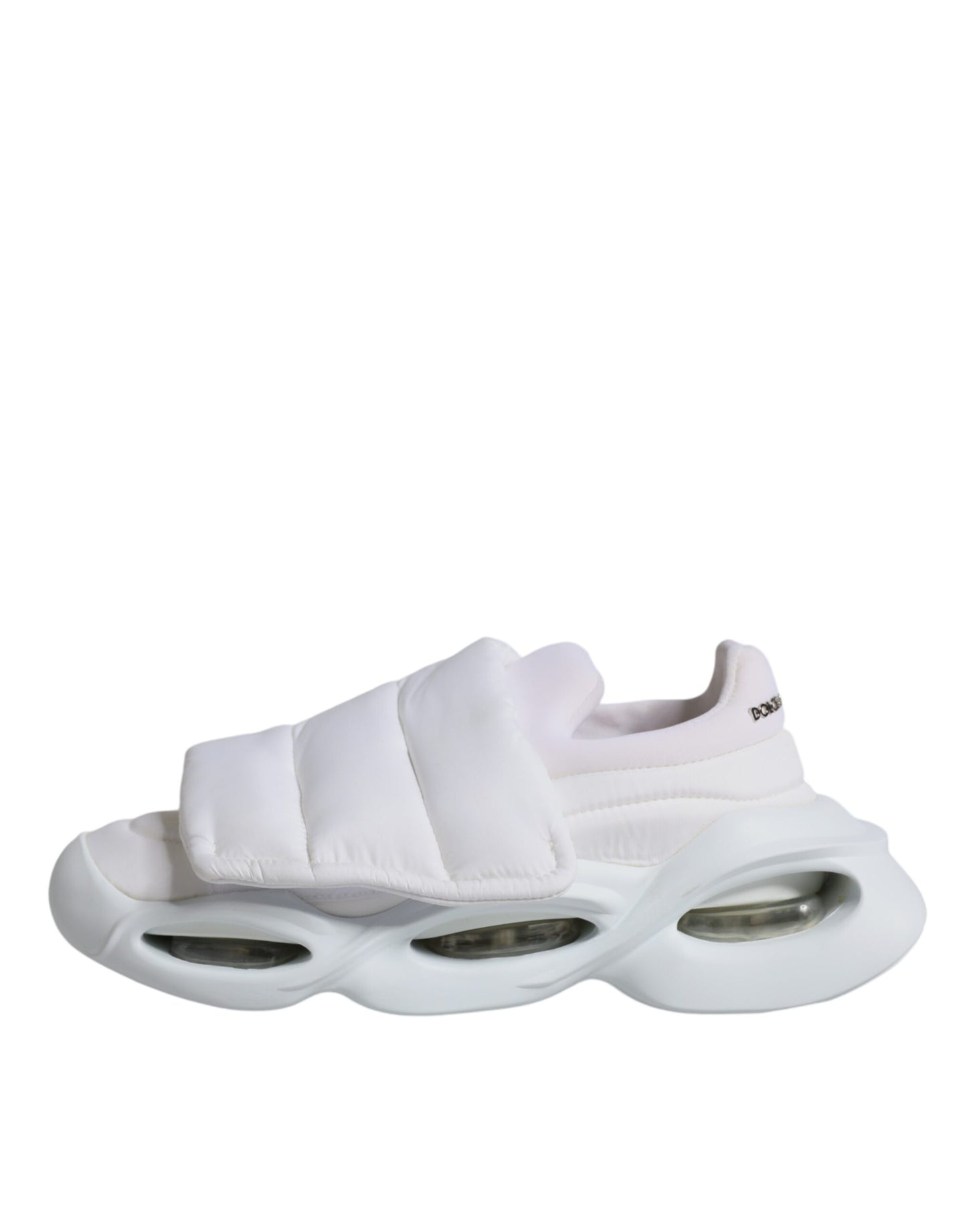 Weiße, gepolsterte Low-Top-Sneakers aus Stoff