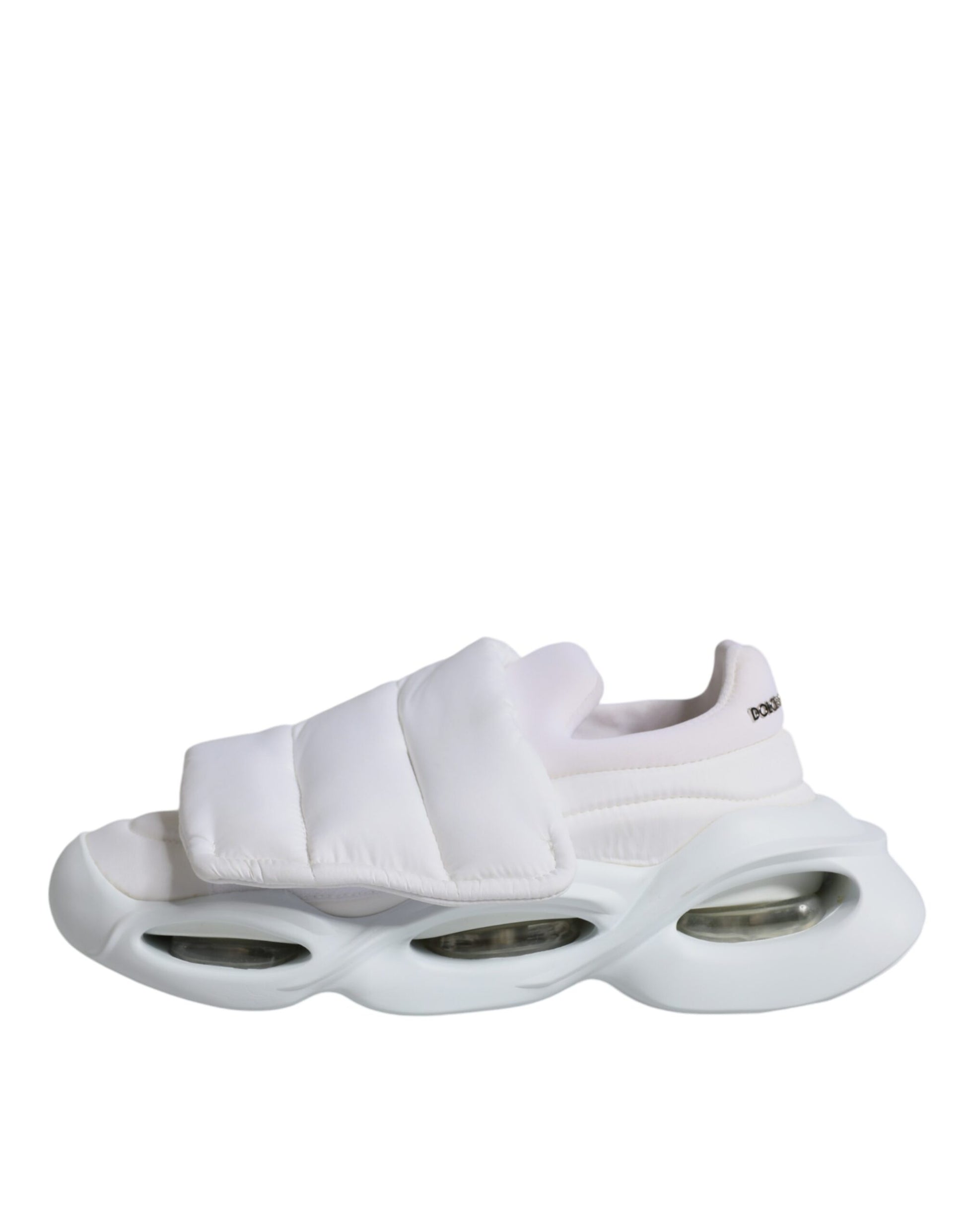 Weiße, gepolsterte Low-Top-Sneakers aus Stoff