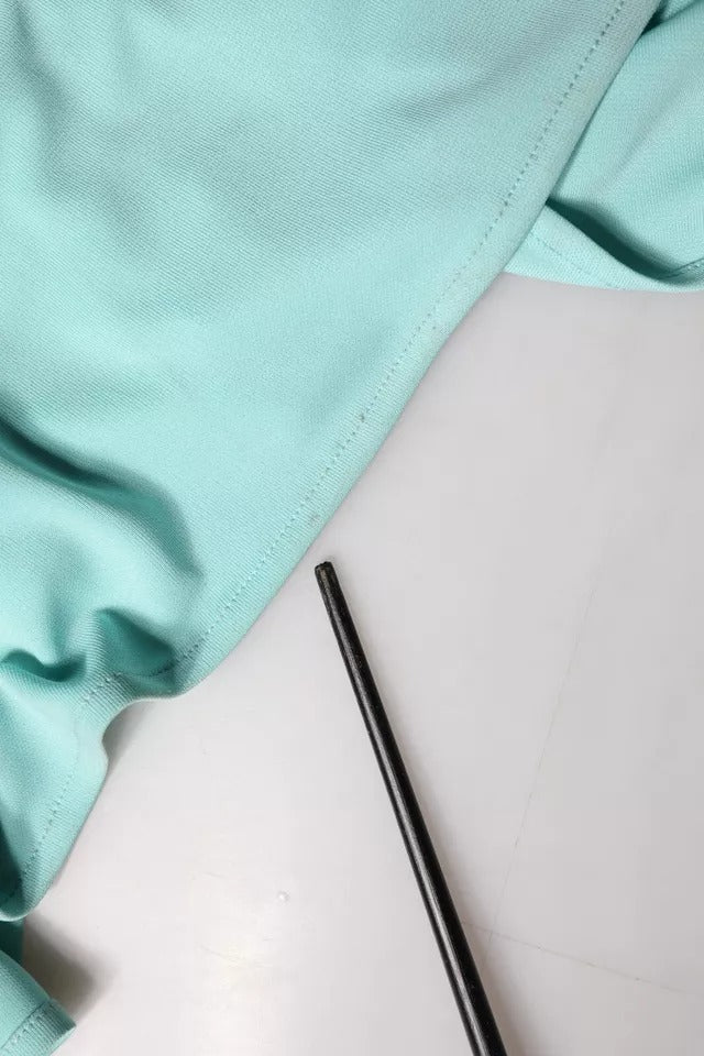 Hellblaues, langes, drapiertes One-Shoulder-Jersey-Kleid