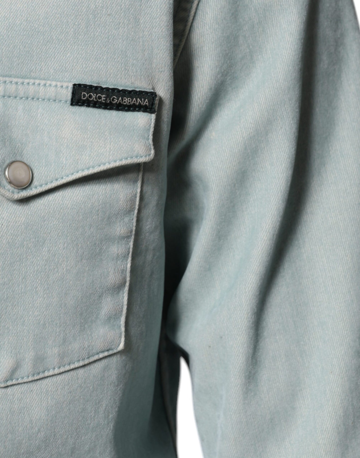 Hellblaues Button-Down-Freizeithemd aus Baumwolle