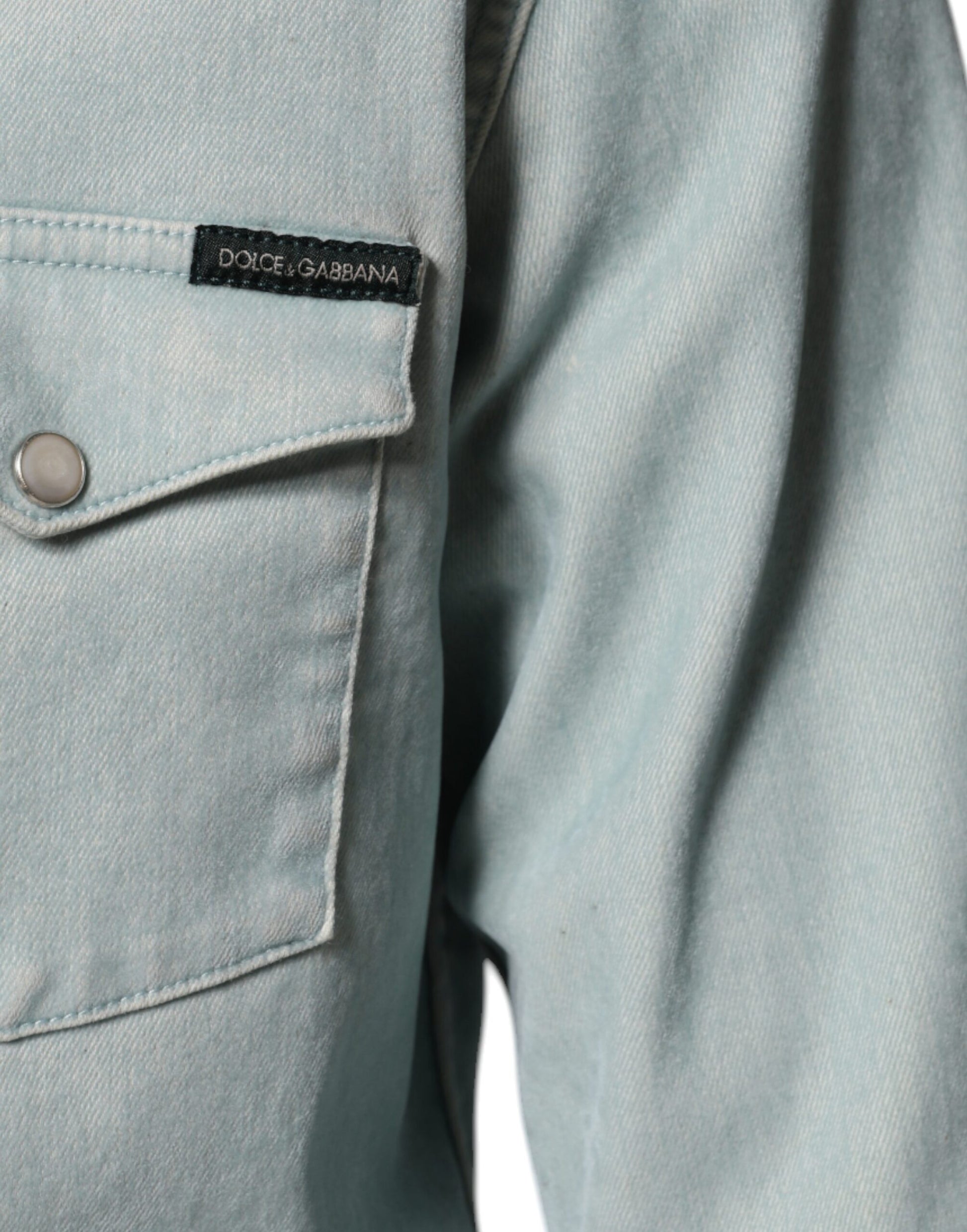 Hellblaues Button-Down-Freizeithemd aus Baumwolle