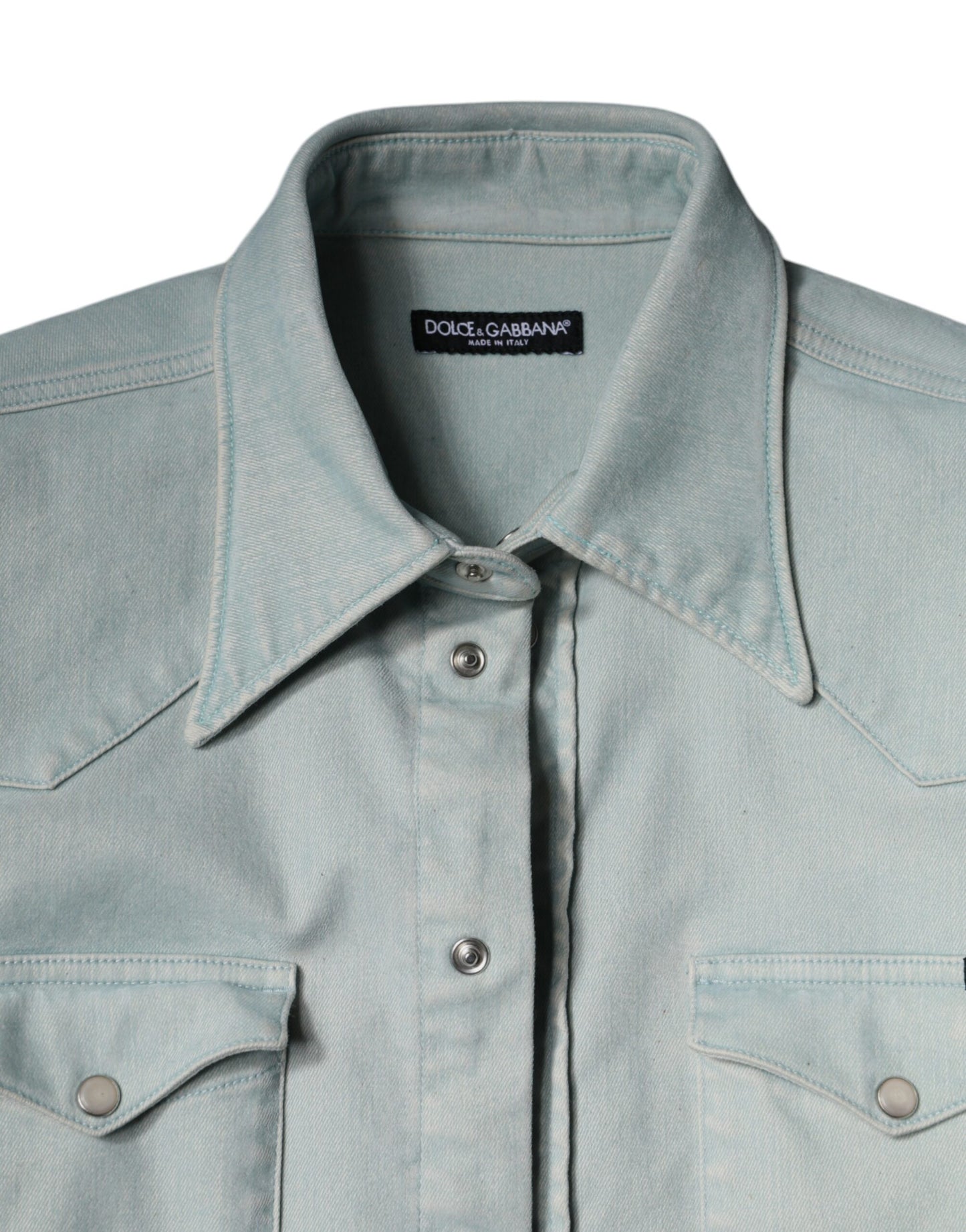 Hellblaues Button-Down-Freizeithemd aus Baumwolle