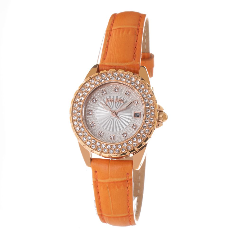 orangefarbene Lederuhr