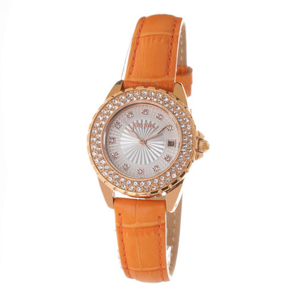 orangefarbene Lederuhr