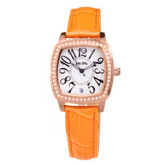 orangefarbene Lederuhr