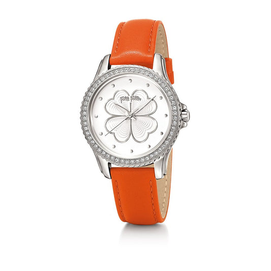 orangefarbene Lederuhr