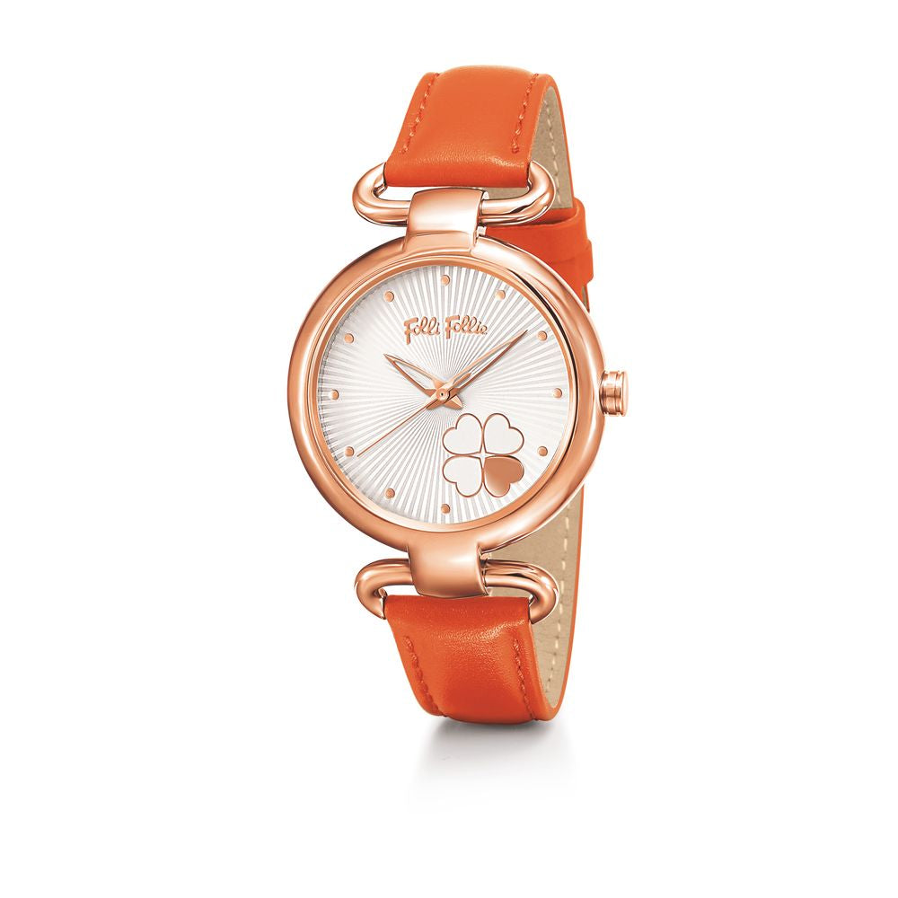 orangefarbene Lederuhr