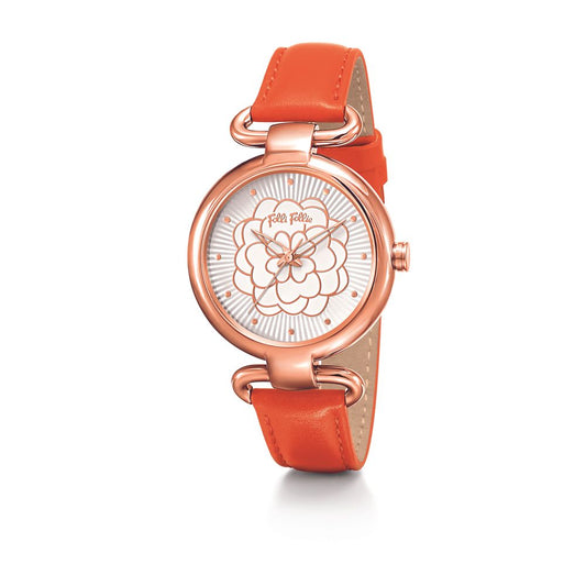 orangefarbene Lederuhr