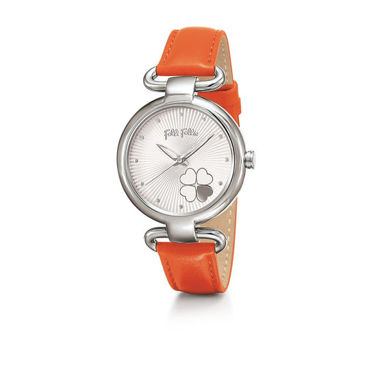 orangefarbene Lederuhr