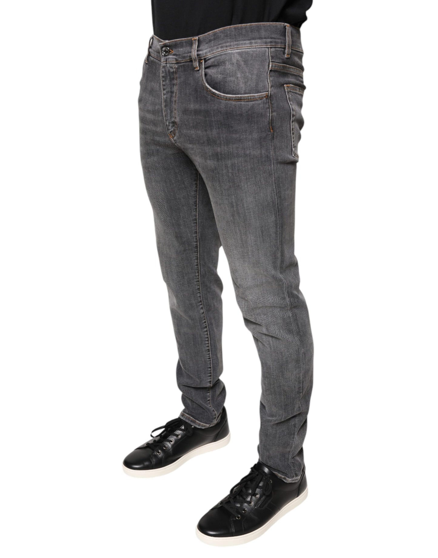 Dunkelgraue Skinny-Jeans aus Baumwollstretch