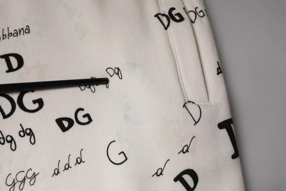 Weiße Jogginghose aus bedruckter Baumwolle