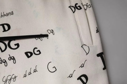 Weiße Jogginghose aus bedruckter Baumwolle