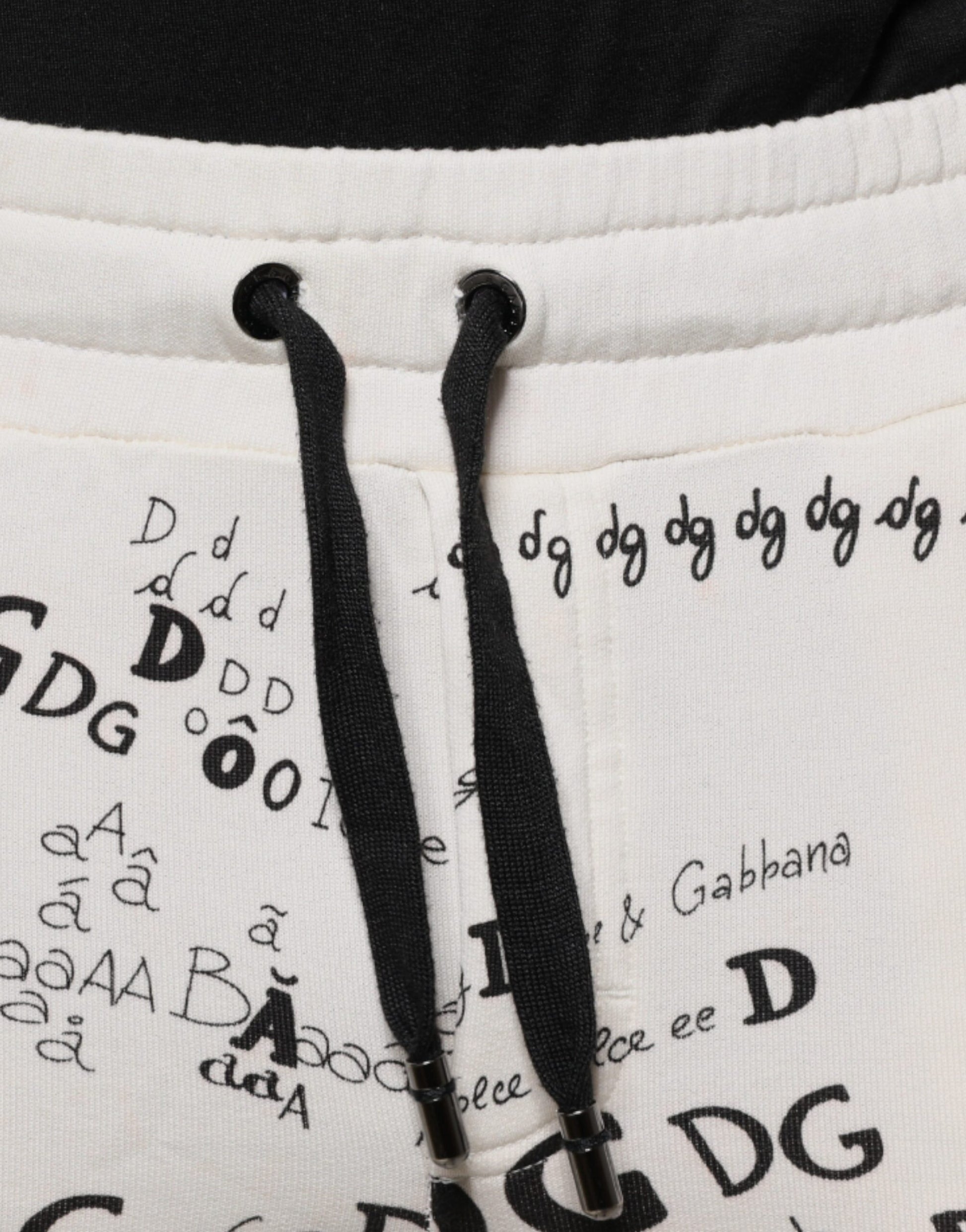 Weiße Jogginghose aus bedruckter Baumwolle