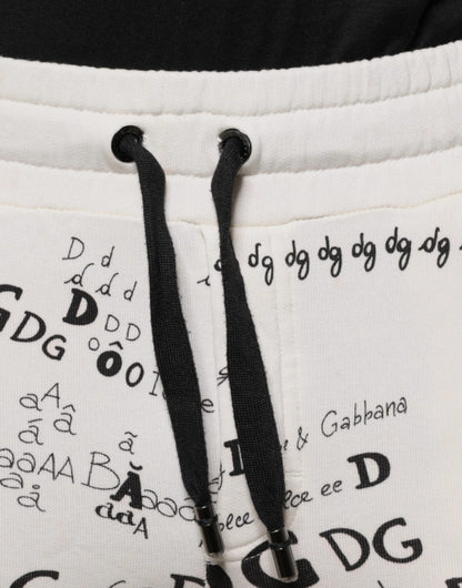 Weiße Jogginghose aus bedruckter Baumwolle