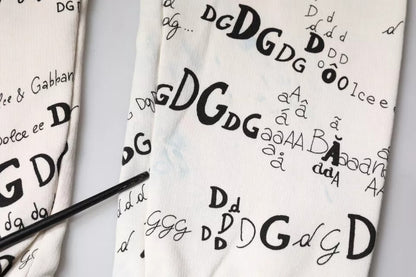 Weiße Jogginghose aus bedruckter Baumwolle