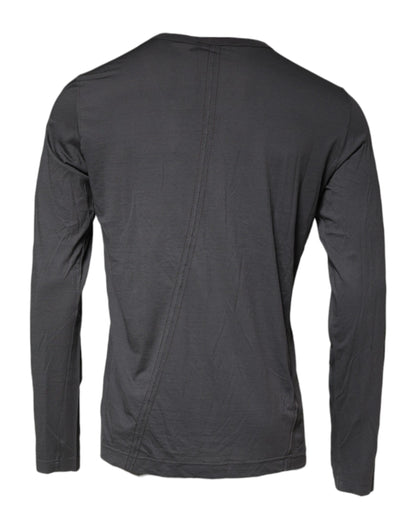 Grauer Pullover mit Kronen-Bienenstickerei