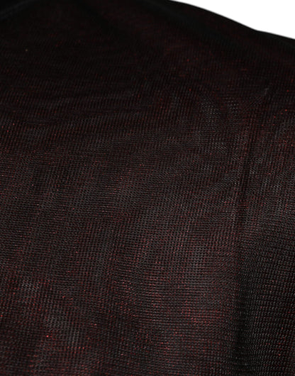 Kastanienbrauner Pullover aus Polyester mit Rundhalsausschnitt