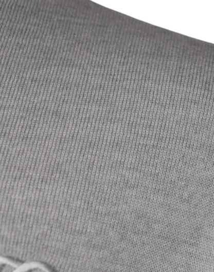 Hellgrauer Pullover aus Wolle mit Rundhalsausschnitt