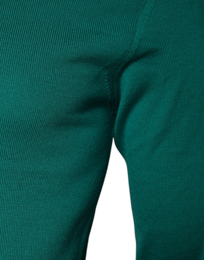 Grüner Pullover aus Wollstrick mit Rundhalsausschnitt