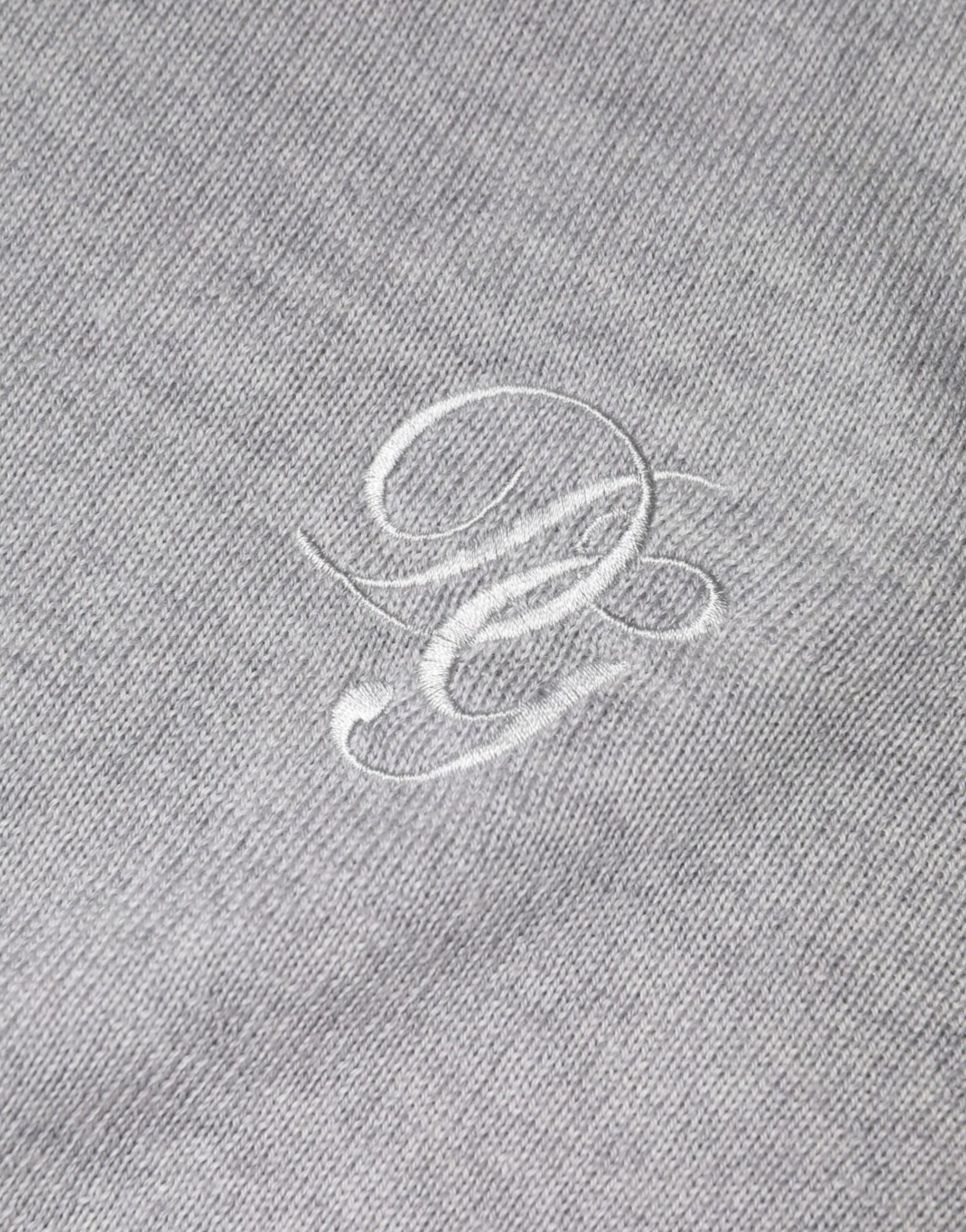 Hellgrauer Pullover aus Wolle mit Rundhalsausschnitt