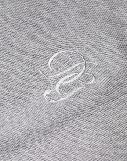 Hellgrauer Pullover aus Wolle mit Rundhalsausschnitt