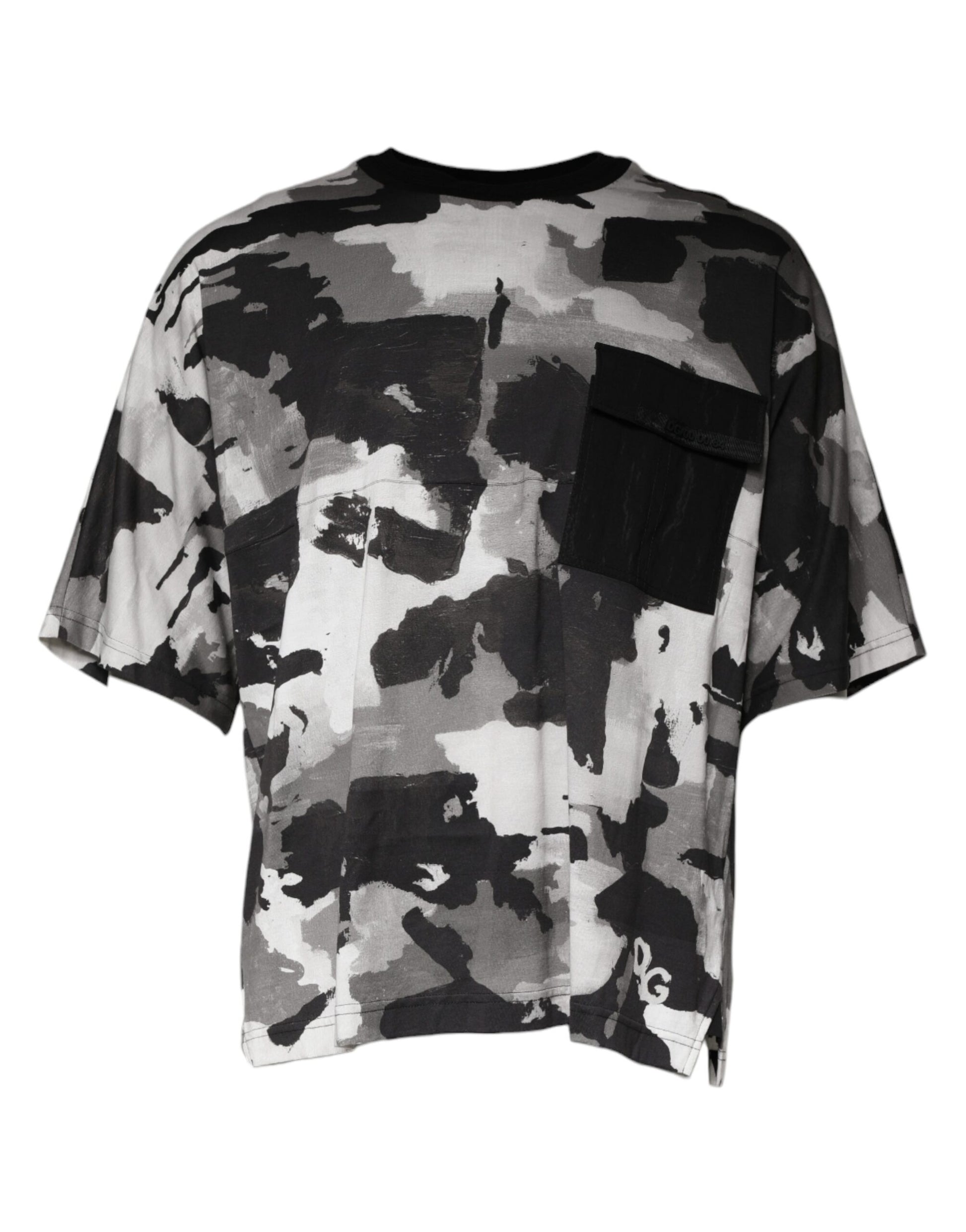 Mehrfarbiges Rundhals-T-Shirt aus Baumwolle mit Camouflage-Muster