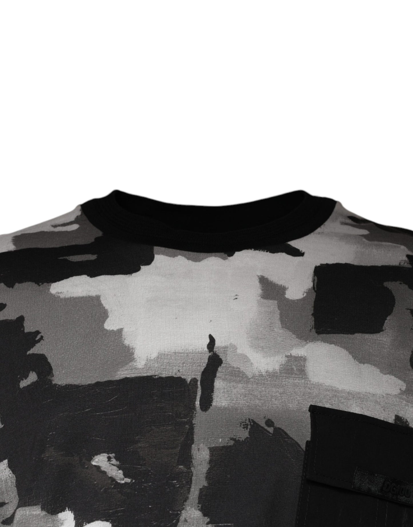 Mehrfarbiges Rundhals-T-Shirt aus Baumwolle mit Camouflage-Muster