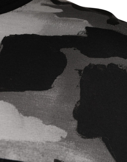 Mehrfarbiges Rundhals-T-Shirt aus Baumwolle mit Camouflage-Muster