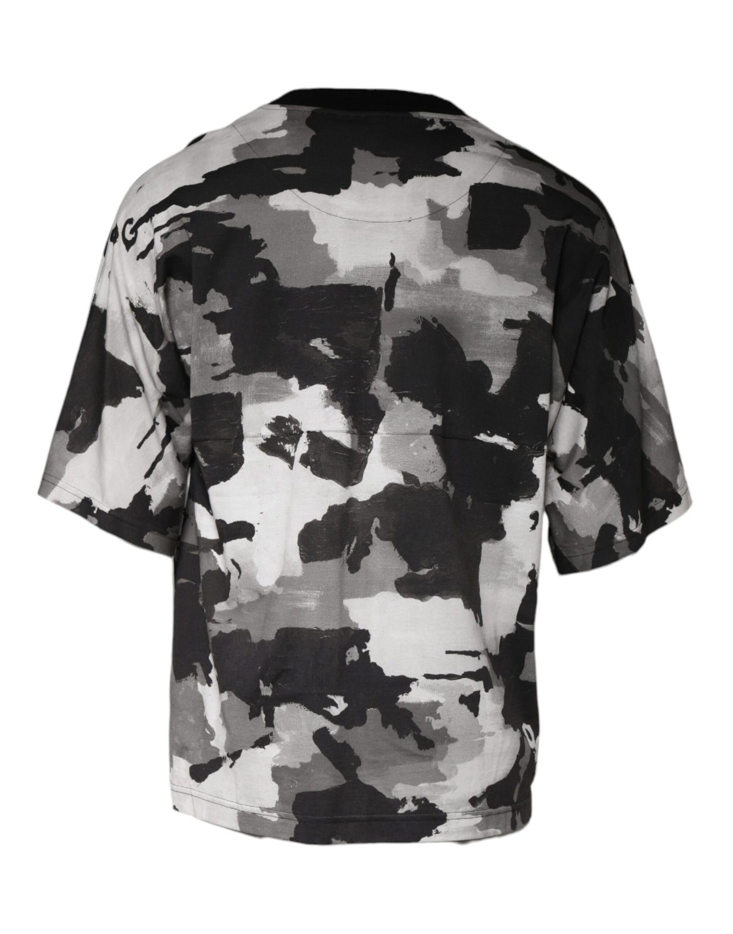 Mehrfarbiges Rundhals-T-Shirt aus Baumwolle mit Camouflage-Muster