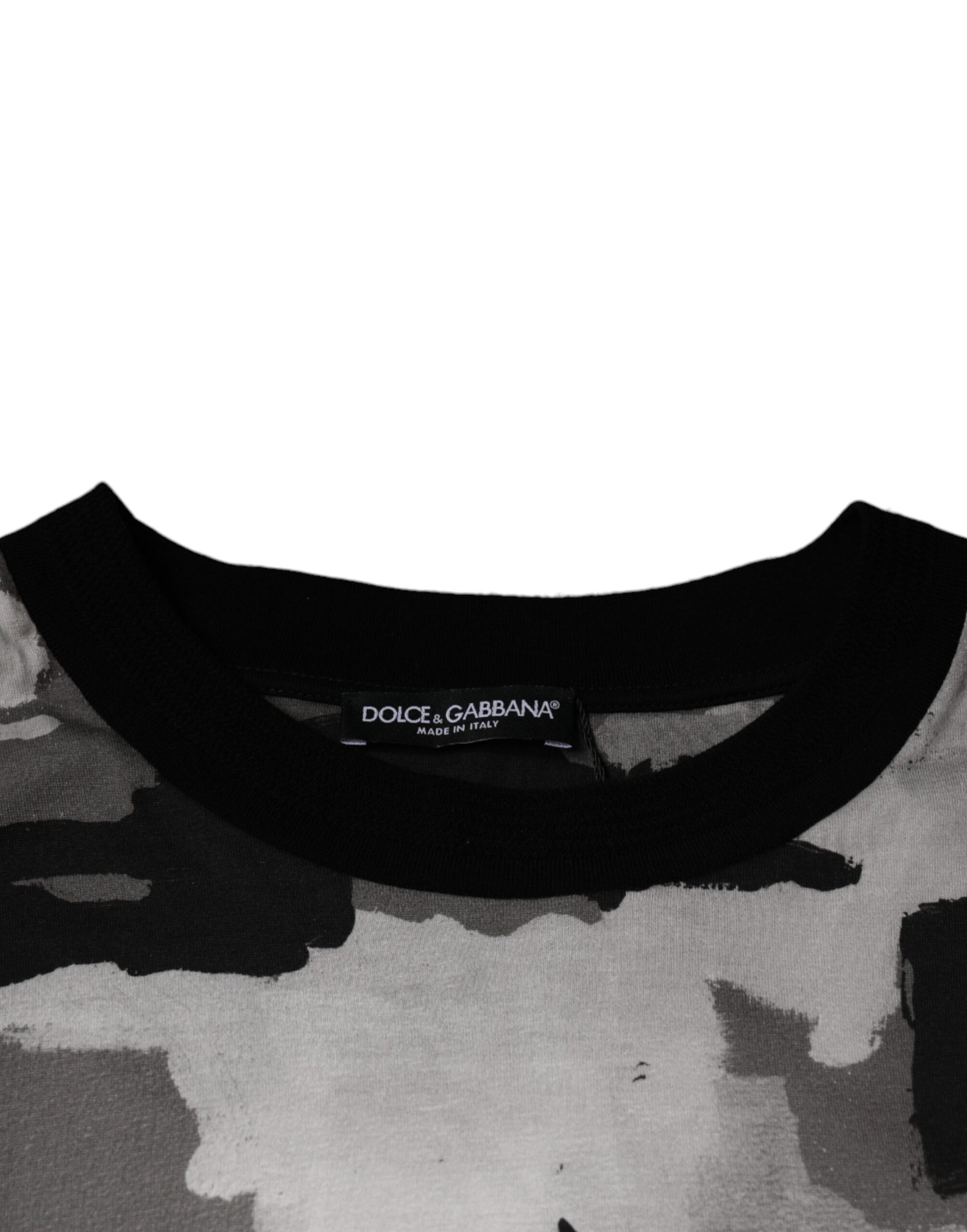 Mehrfarbiges Rundhals-T-Shirt aus Baumwolle mit Camouflage-Muster