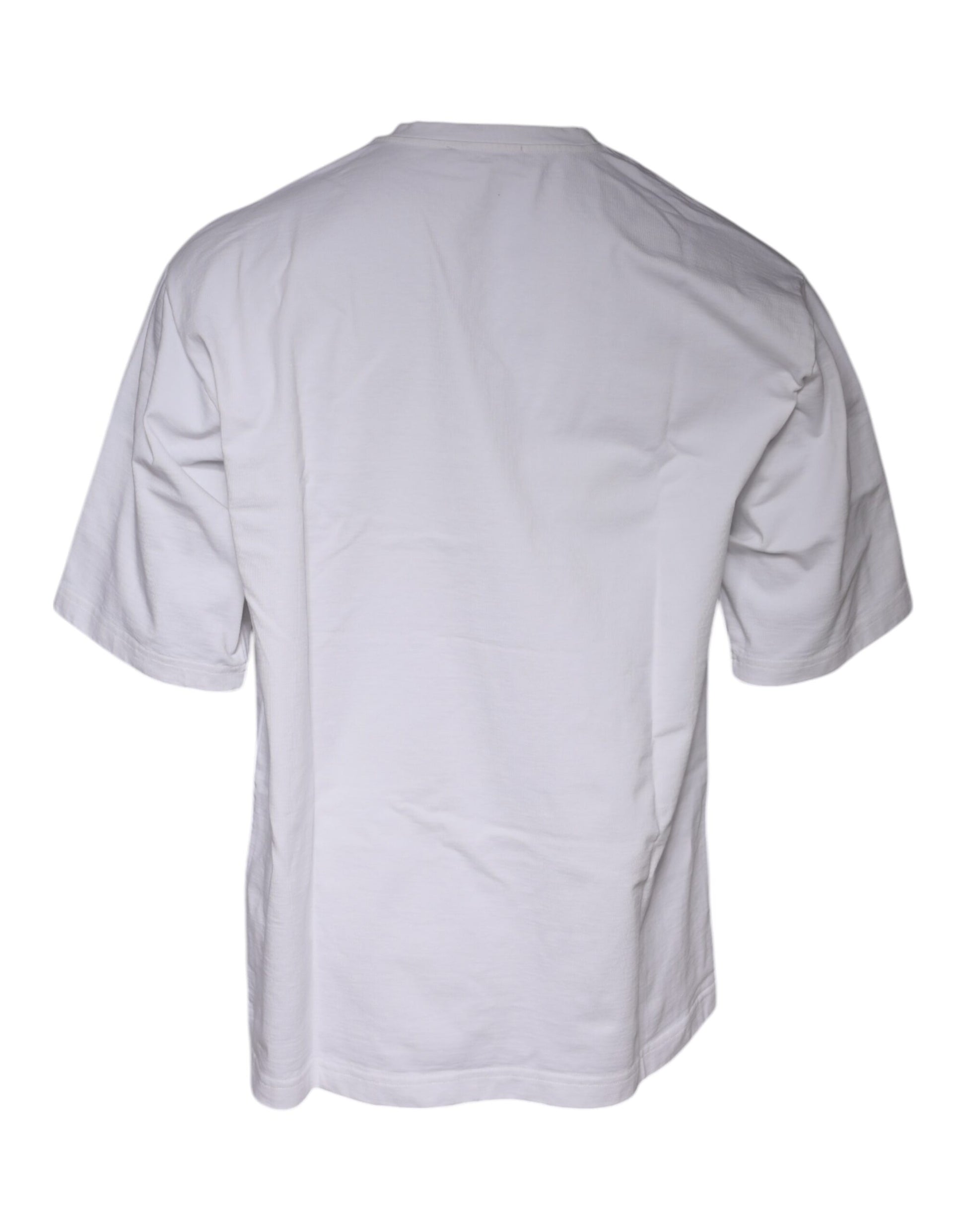 Weißes Baumwoll-T-Shirt mit Rundhalsausschnitt und Logo-Print