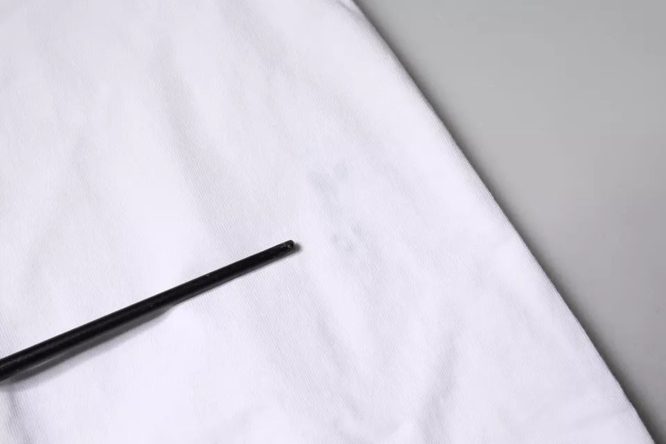 Weißes Baumwoll-T-Shirt mit Rundhalsausschnitt und Logo-Print