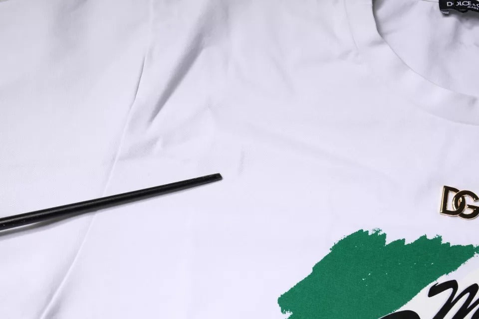 Weißes Baumwoll-T-Shirt mit Rundhalsausschnitt und grafischem Print