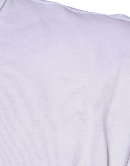 Weißes T-Shirt aus Baumwolle mit V-Ausschnitt und kurzen Ärmeln