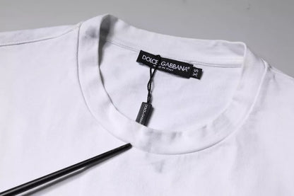 Weißes Baumwoll-T-Shirt mit Rundhalsausschnitt und Logo-Print