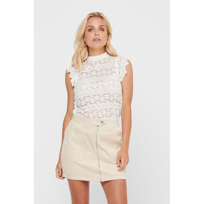 Cremefarbene Polyester-Oberteile und T-Shirts