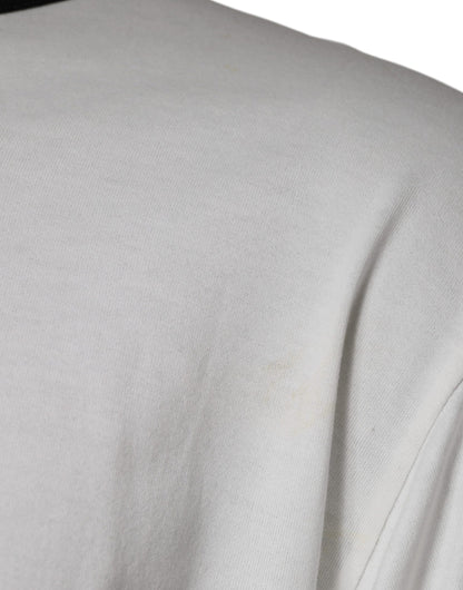 Weißes Rundhals-T-Shirt aus Baumwolle mit Camouflage-Muster