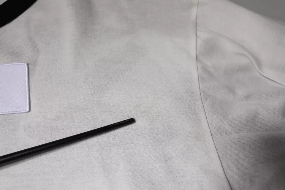 Weißes Rundhals-T-Shirt aus Baumwolle mit Camouflage-Muster