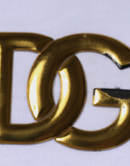 Weißes, kurzärmliges T-Shirt aus Baumwolle mit V-Ausschnitt und Logo