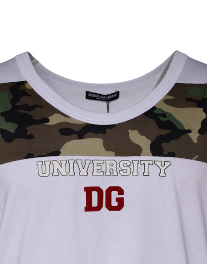 Weißes ärmelloses T-Shirt mit Camouflage-Muster