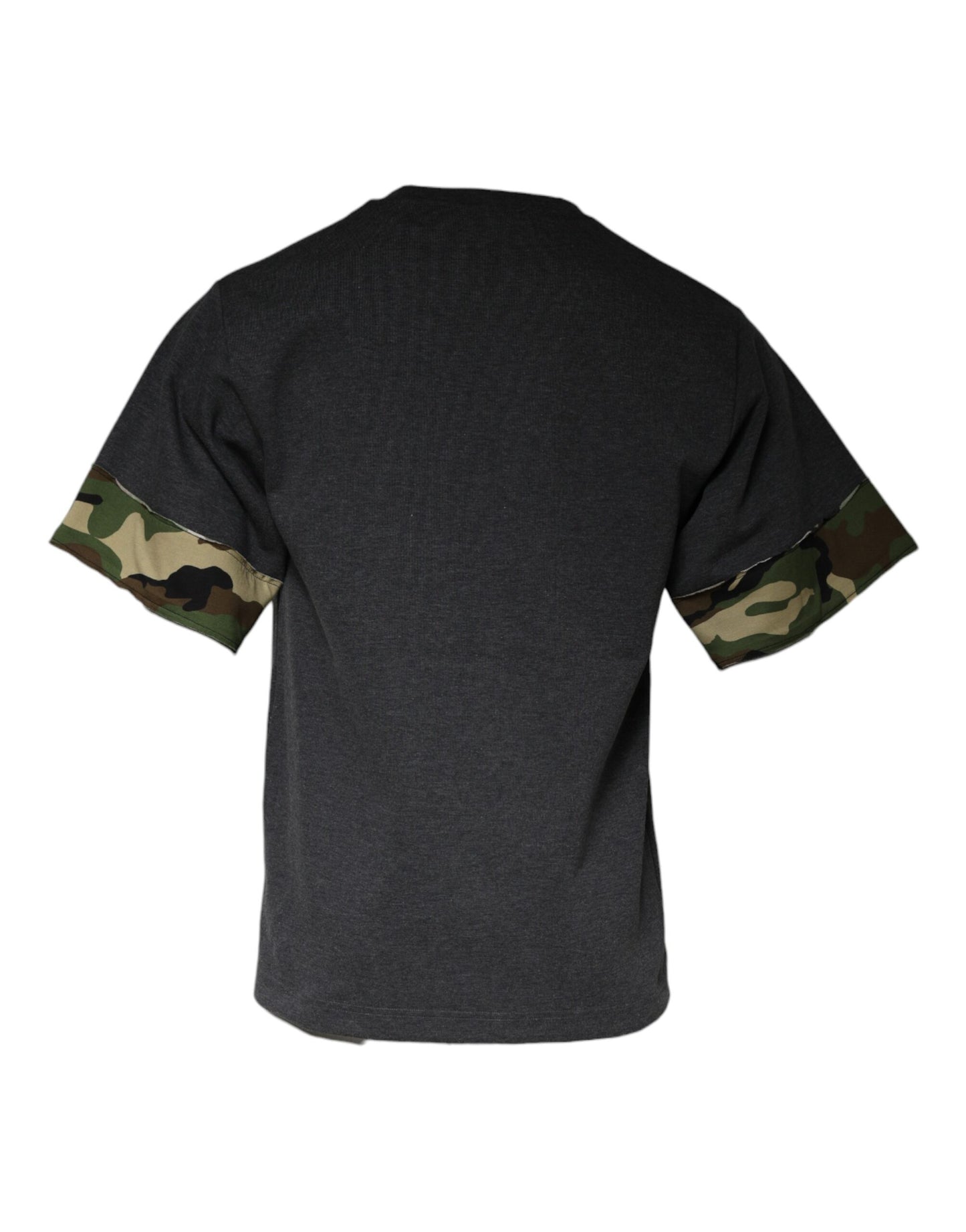 Dunkelgraues Camouflage-T-Shirt mit Rundhalsausschnitt