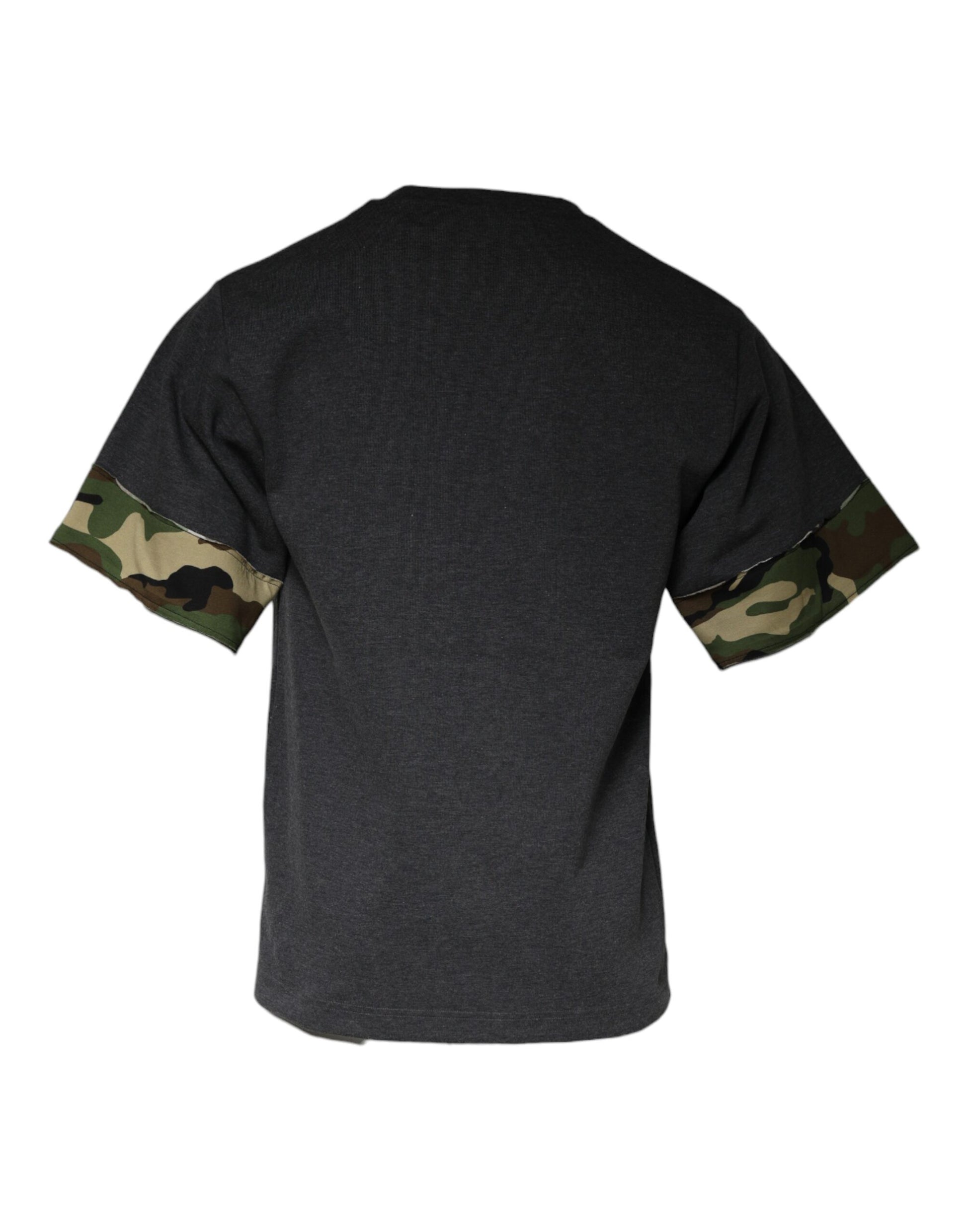 Dunkelgraues Camouflage-T-Shirt mit Rundhalsausschnitt