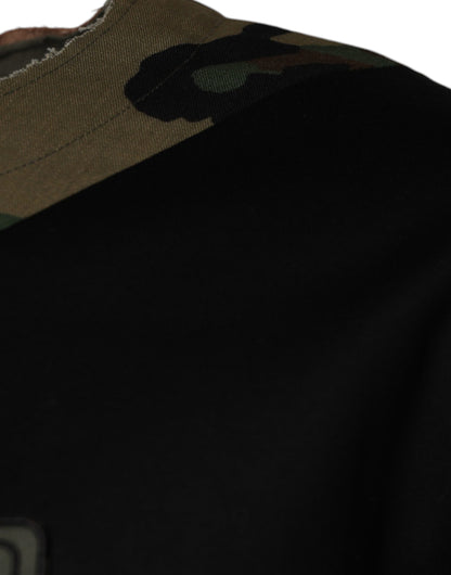 Mehrfarbiges Rundhals-T-Shirt aus Baumwolle mit Camouflage-Muster