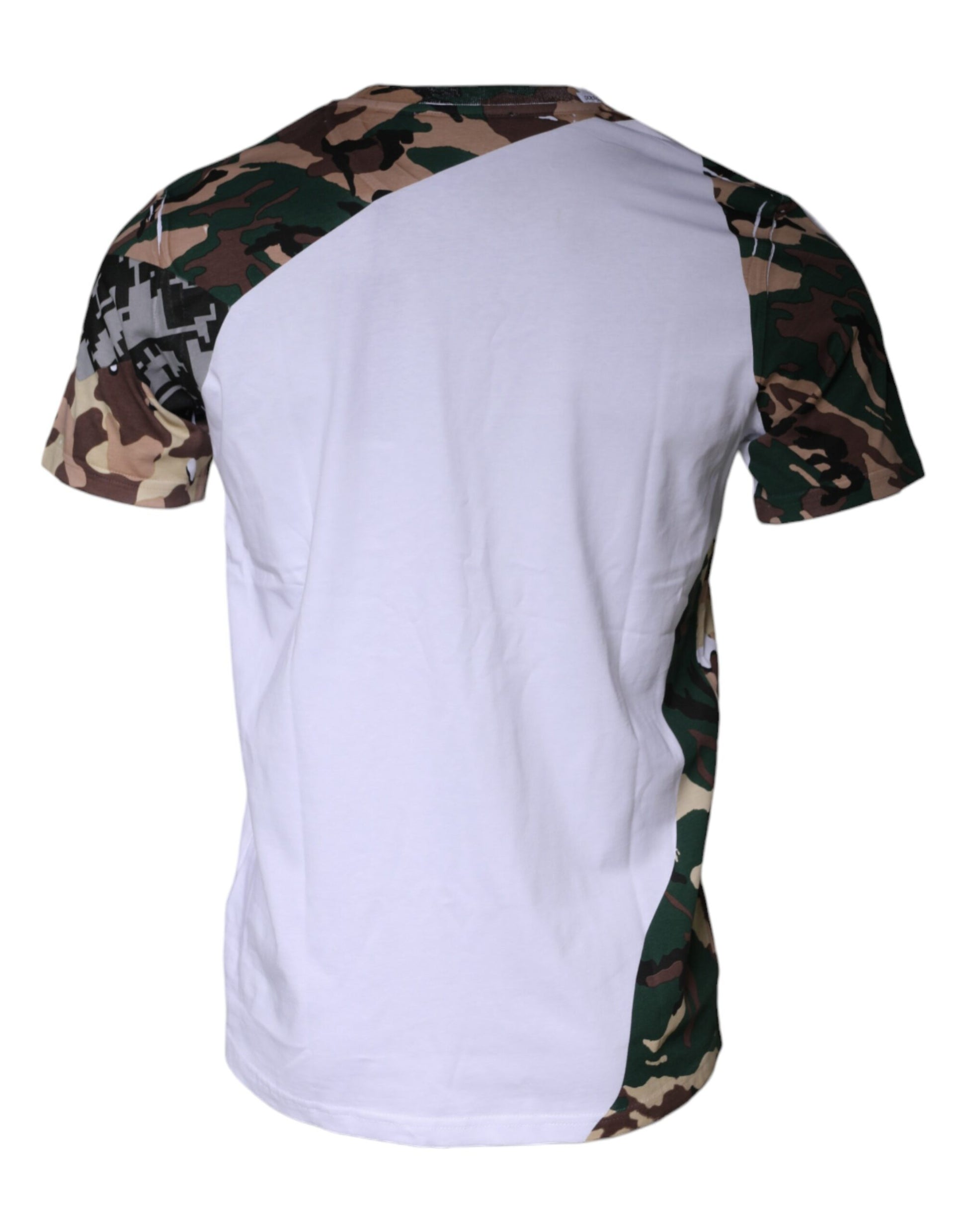 Weißes T-Shirt mit Rundhalsausschnitt und Camouflage-Sternen