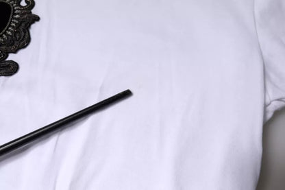 Weißes Baumwoll-T-Shirt mit Rundhalsausschnitt und Logo-Herz