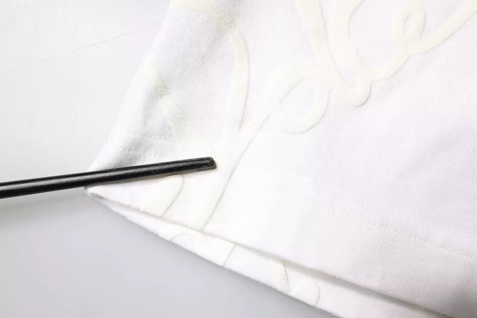 Weißes Baumwoll-T-Shirt mit Rundhalsausschnitt und Logo-Print