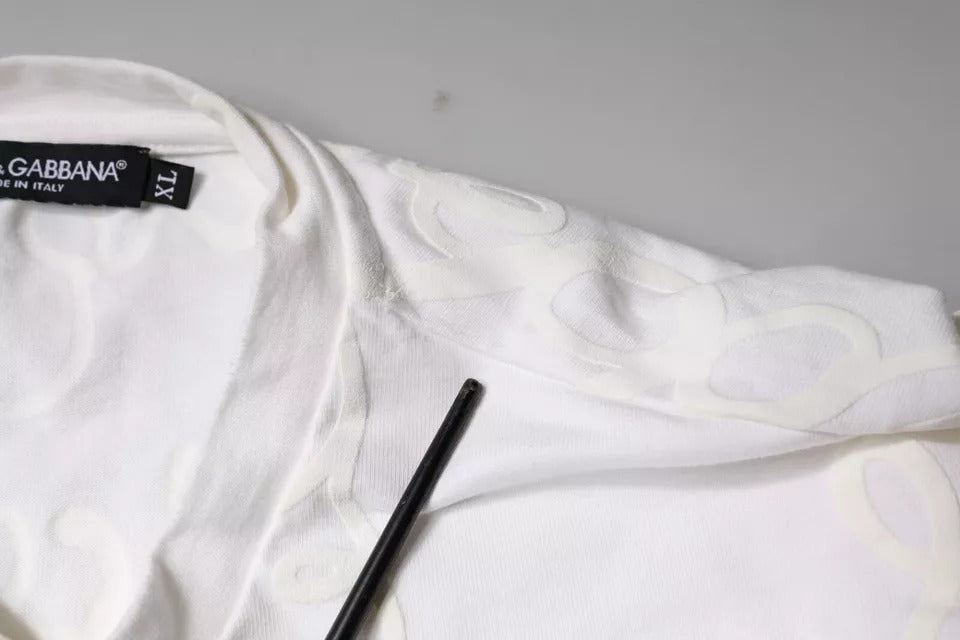 Weißes Baumwoll-T-Shirt mit Rundhalsausschnitt und Logo-Print